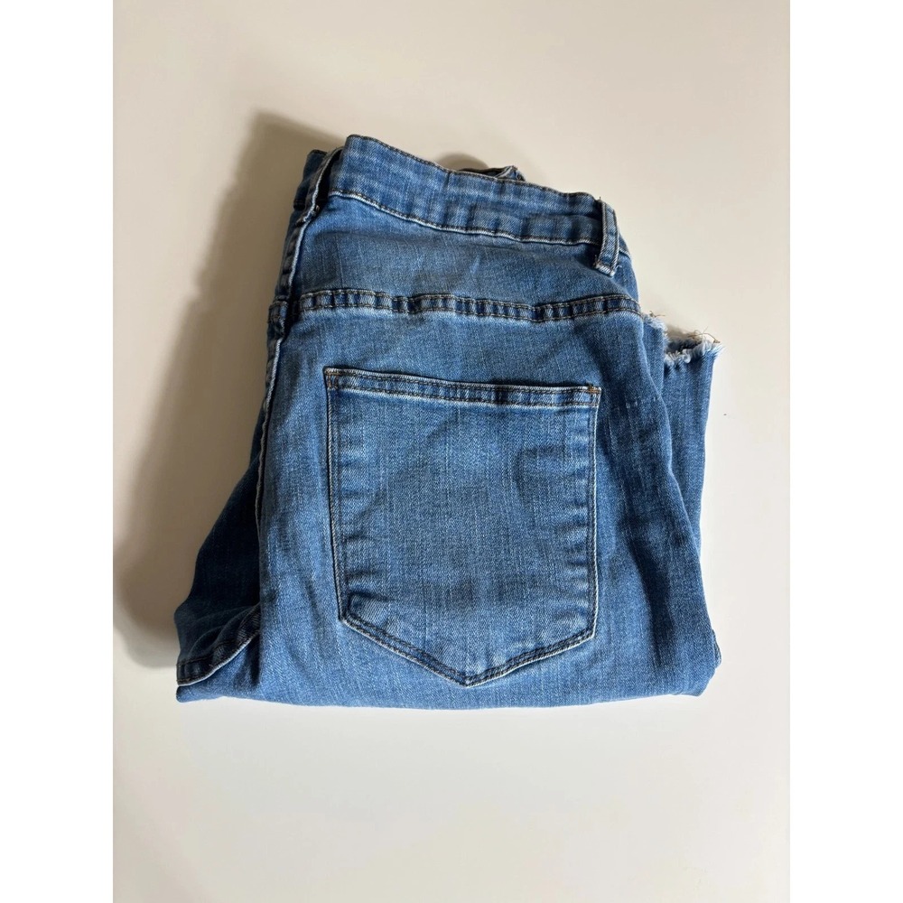 For The Republic Straight Jeans Womens 4 Blue Denim High Rise Raw Hem Button Fly - Picture 7 of 9